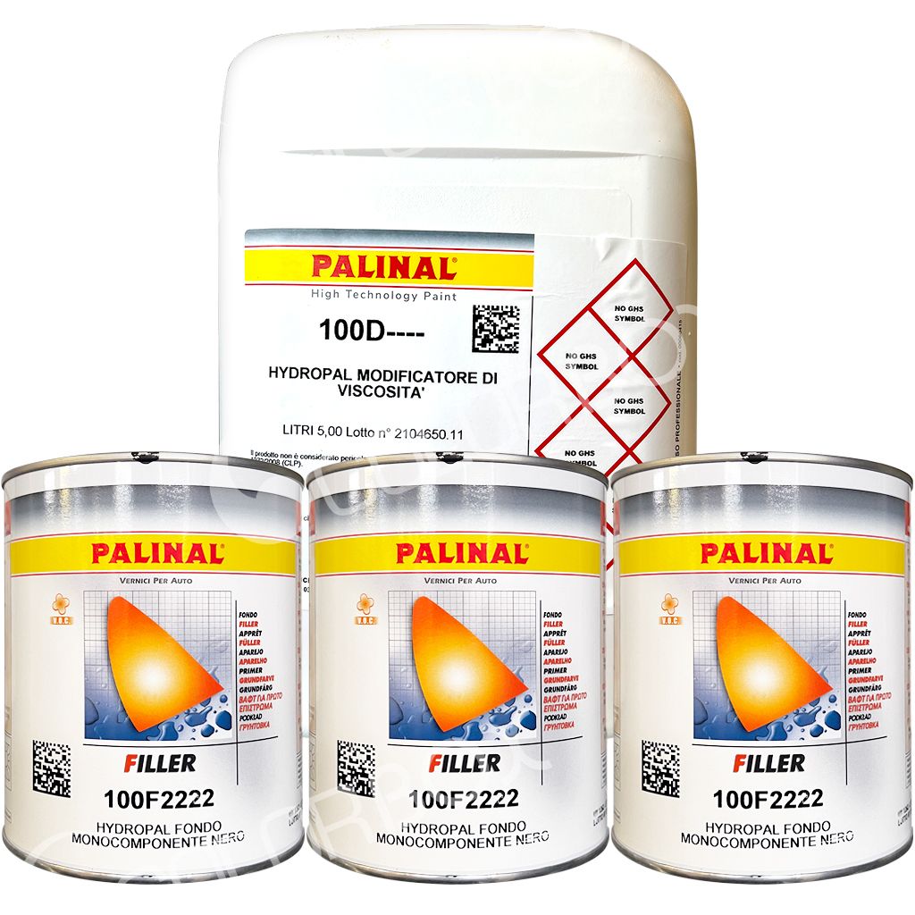 PALINAL KIT_100F2222 3 apprêts hydro 1K noir 100F2222 1L + 1 diluant 100D 5L