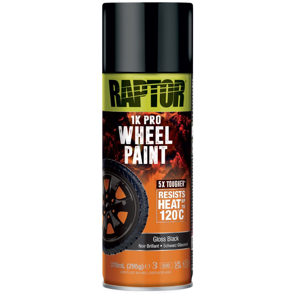 RAPTOR RWPGB/AL Noir brillant - Peinture RAPTOR pour jantes aérosol de 378ml