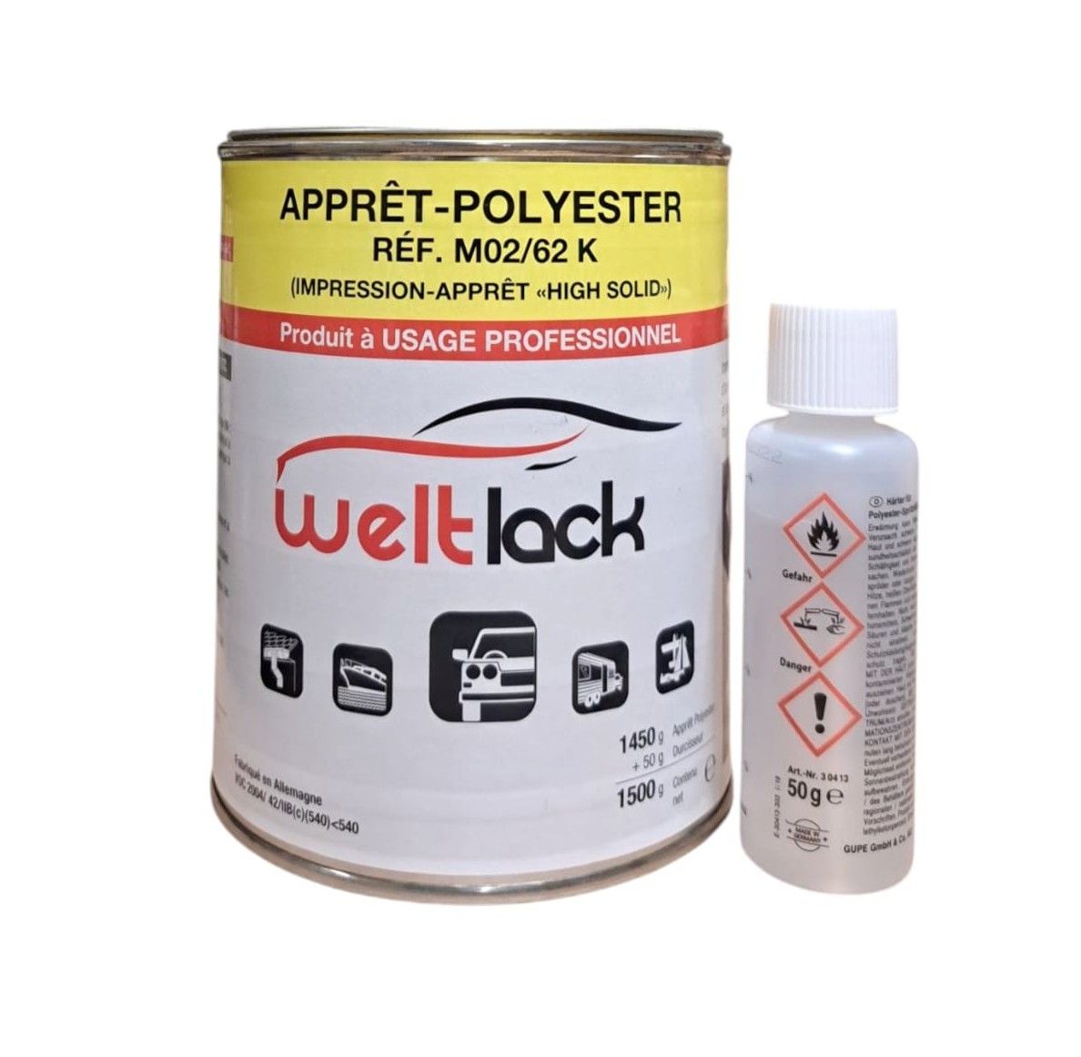 WELTLACK WE2/62K Apprêt polyester + durcisseur inclus