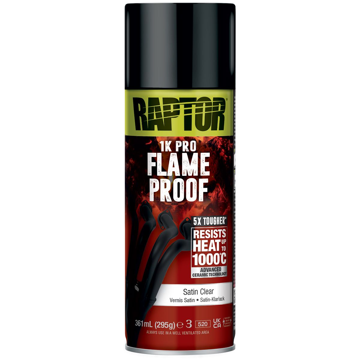 RAPTOR RFLSC/AL Vernis satiné ignifuge 1000° RAPTOR  haute température 361ml