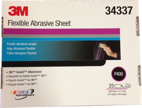 3M 34337 P400 25 feuilles abrasives à sec flexibles 140 x 171mm Hookit vert