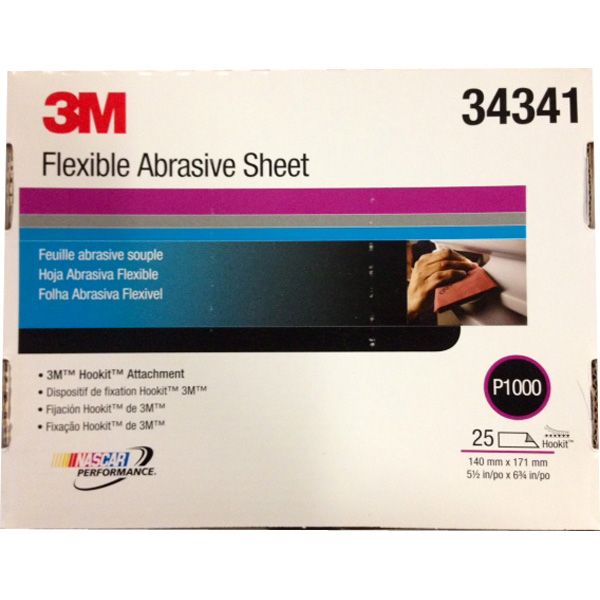 3M 34341 P1000 25 feuilles abrasives à sec flexibles 140 x 171mm Hookit marron