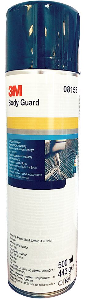 3M 08158 Noir -revêtement antigravillon fini lisse aérosol 500ml