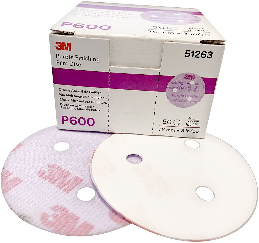 3M 51263 P600 diam 75mm 50 disques Purple Finishing 