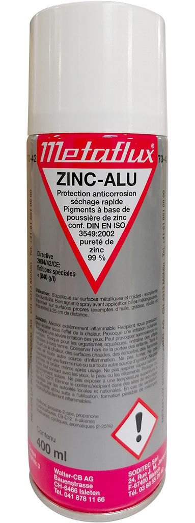 METAFLUX 70-42 Aérosol zinc-alu revêtement métallique 400ml