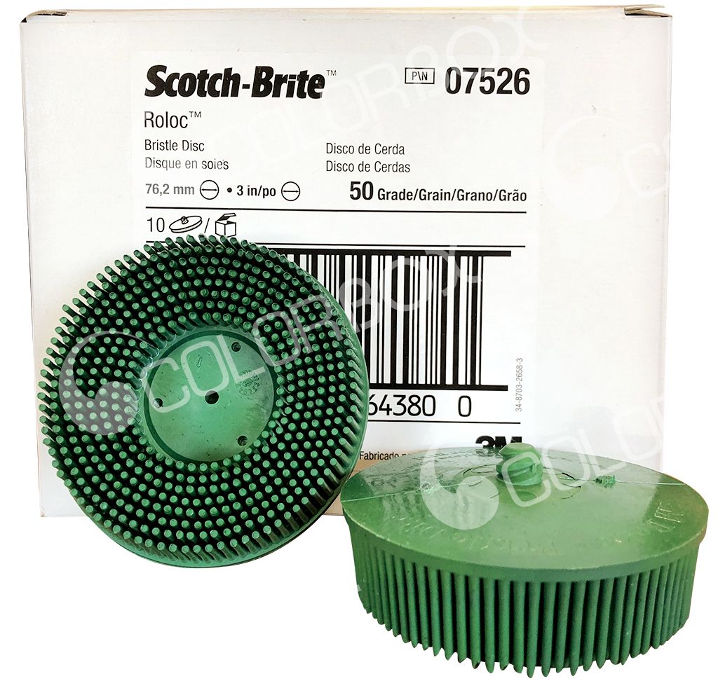 3M 07526 P50 diam 75mm 10 disques décapage verts résine Bristle RD-ZB 