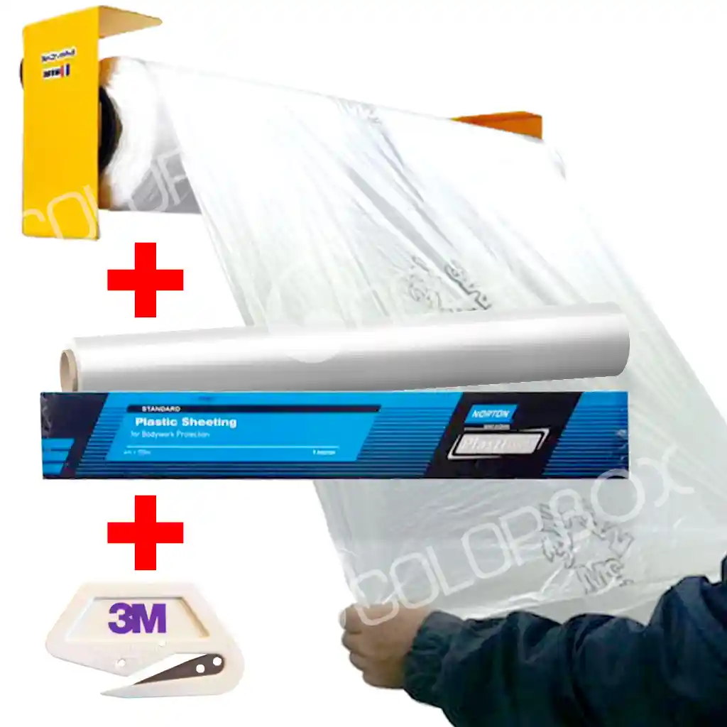 KIT_BACHE Bâche Plastifilm 4m + dérouleur aimanté 48082 + cutter 50293
