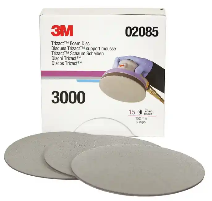 3M 02085 P3000 diam 152mm - 15 disques trizact Hookit finition sur mousse