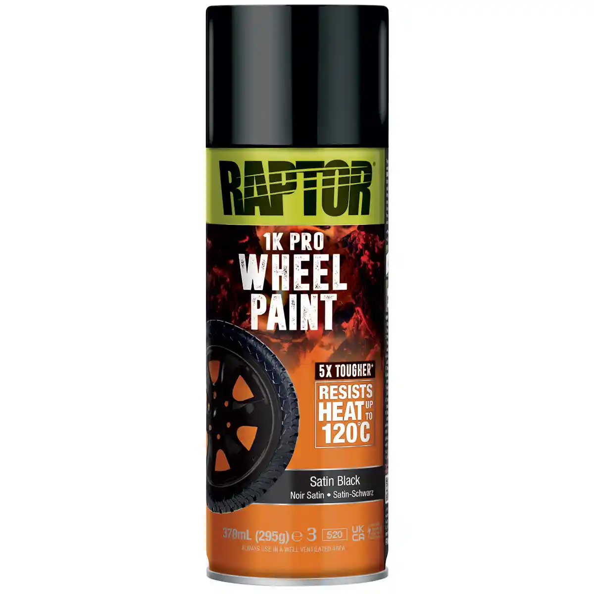 RAPTOR RWPSB/AL Noir satiné - Peinture RAPTOR pour jantes en aérosol 378ML