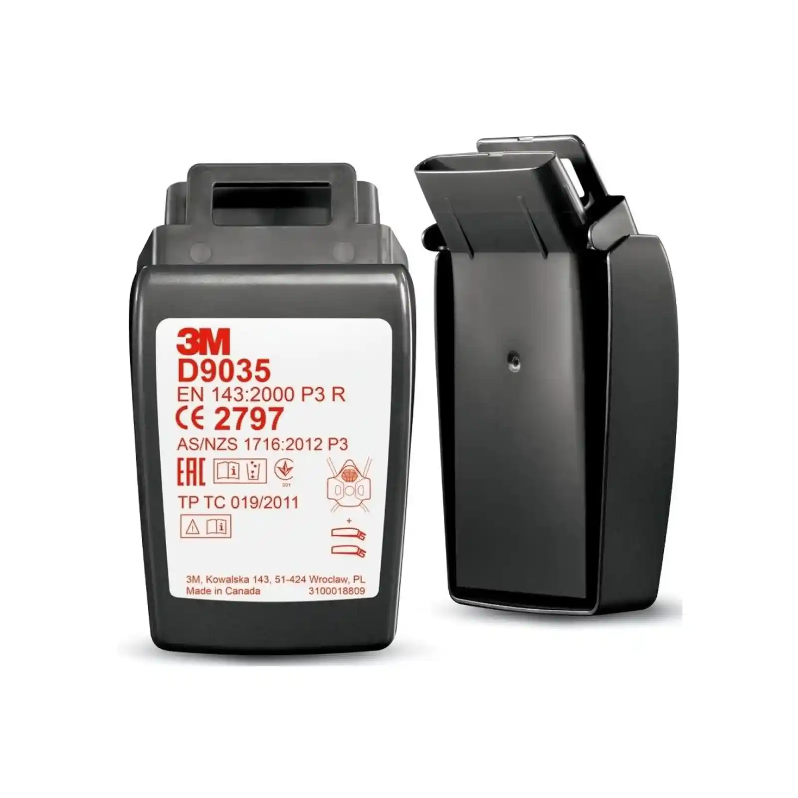 3M D9035 2 étuis rigides pour filtres à particules P3R pour masque FF-803