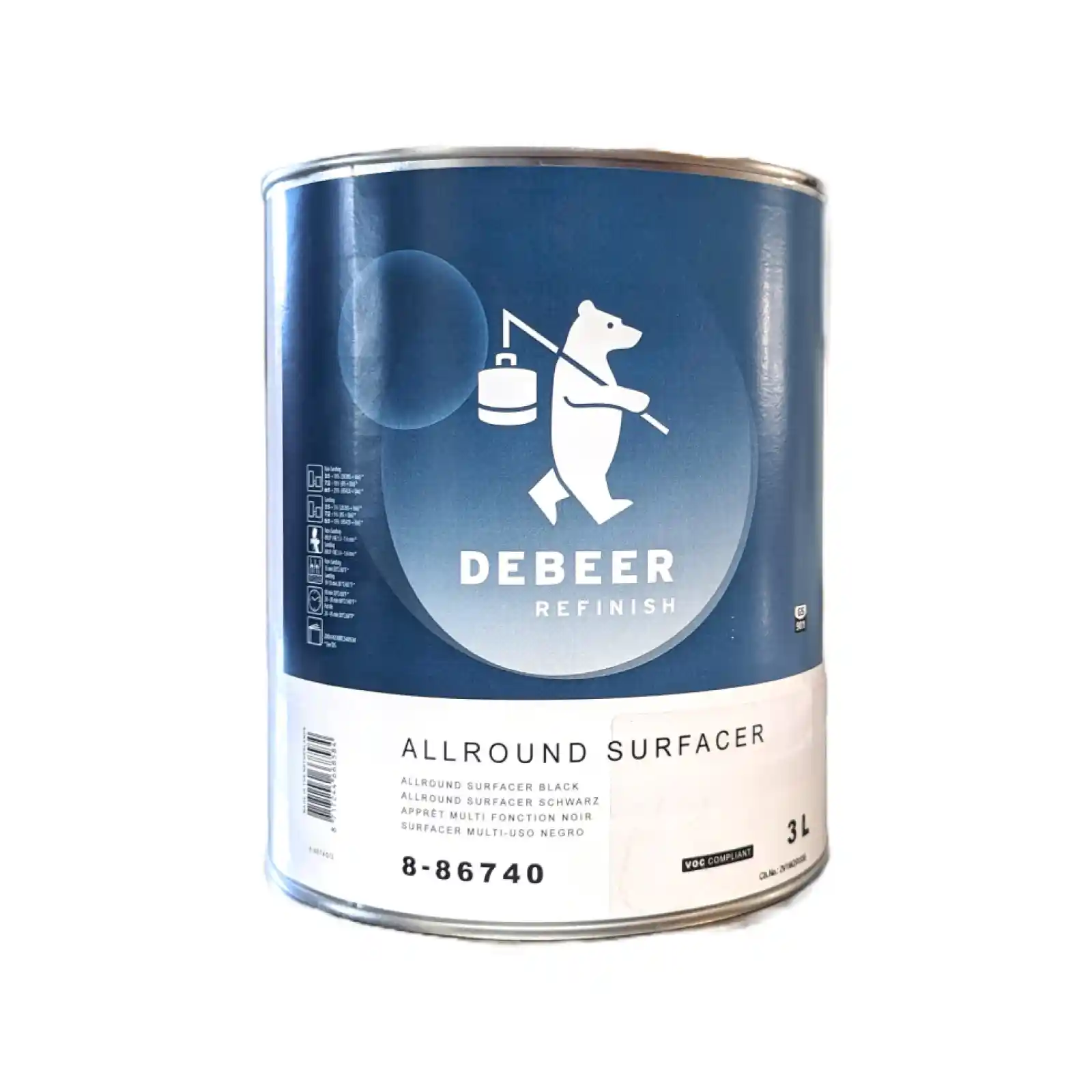 DEBEER 8-86740 Noir - Apprêt polyvalent garnissant & mouillé sur mouillé 3L