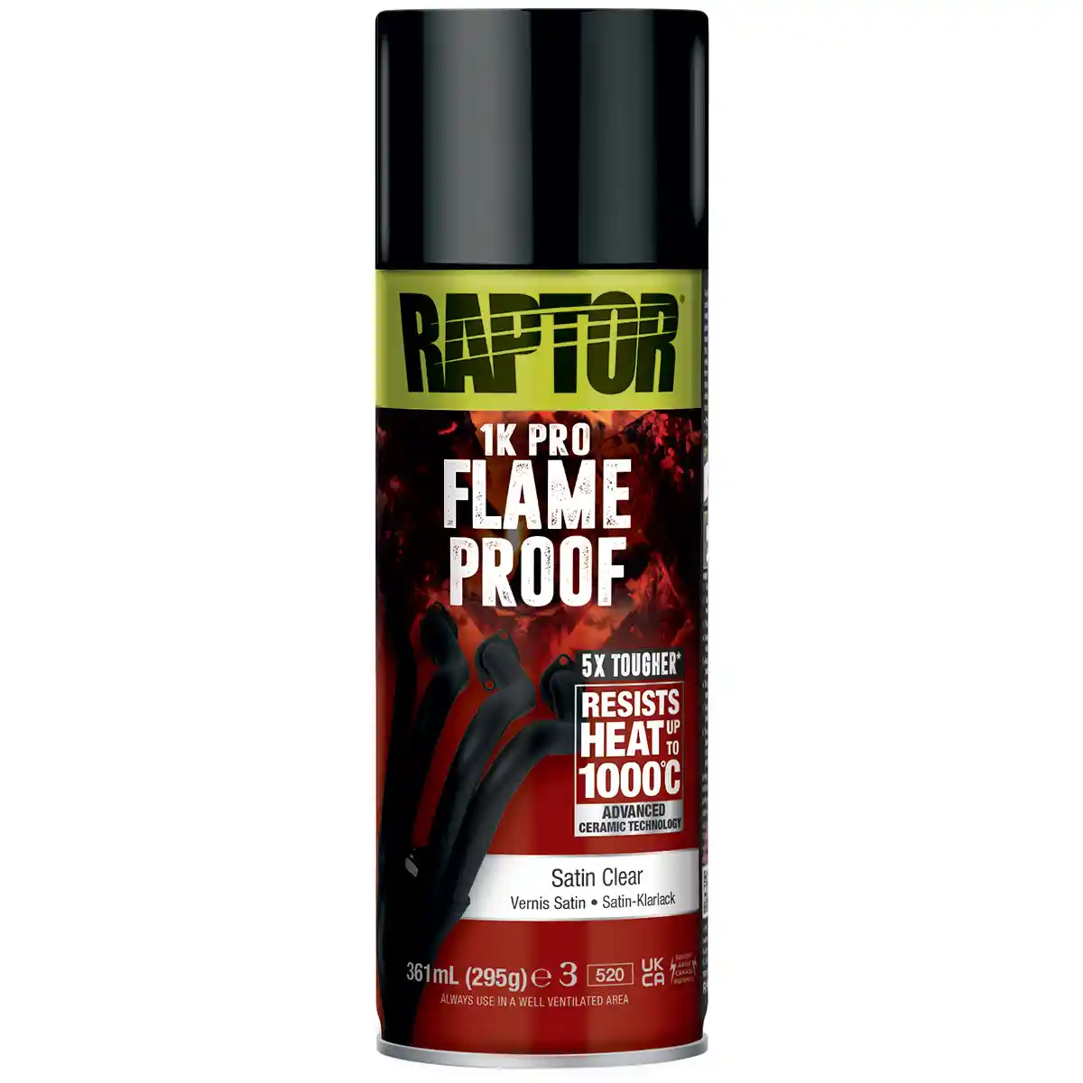 RAPTOR RFLSC/AL Vernis satiné ignifuge 1000° RAPTOR  haute température 361ml