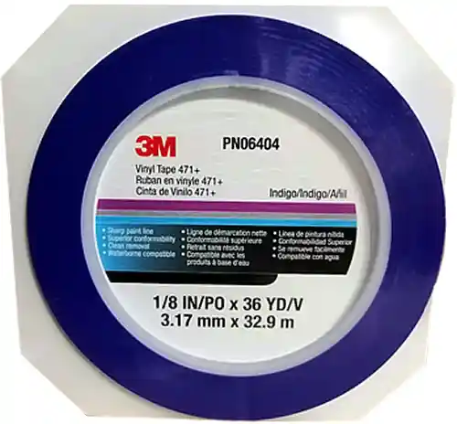 3M 06404 3mm - Fine line Ruban de masquage 471+ bleu 