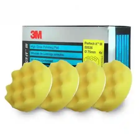 3M 50536 Diam 75mm 4 mousses de lustrage  alveolées  jaunes