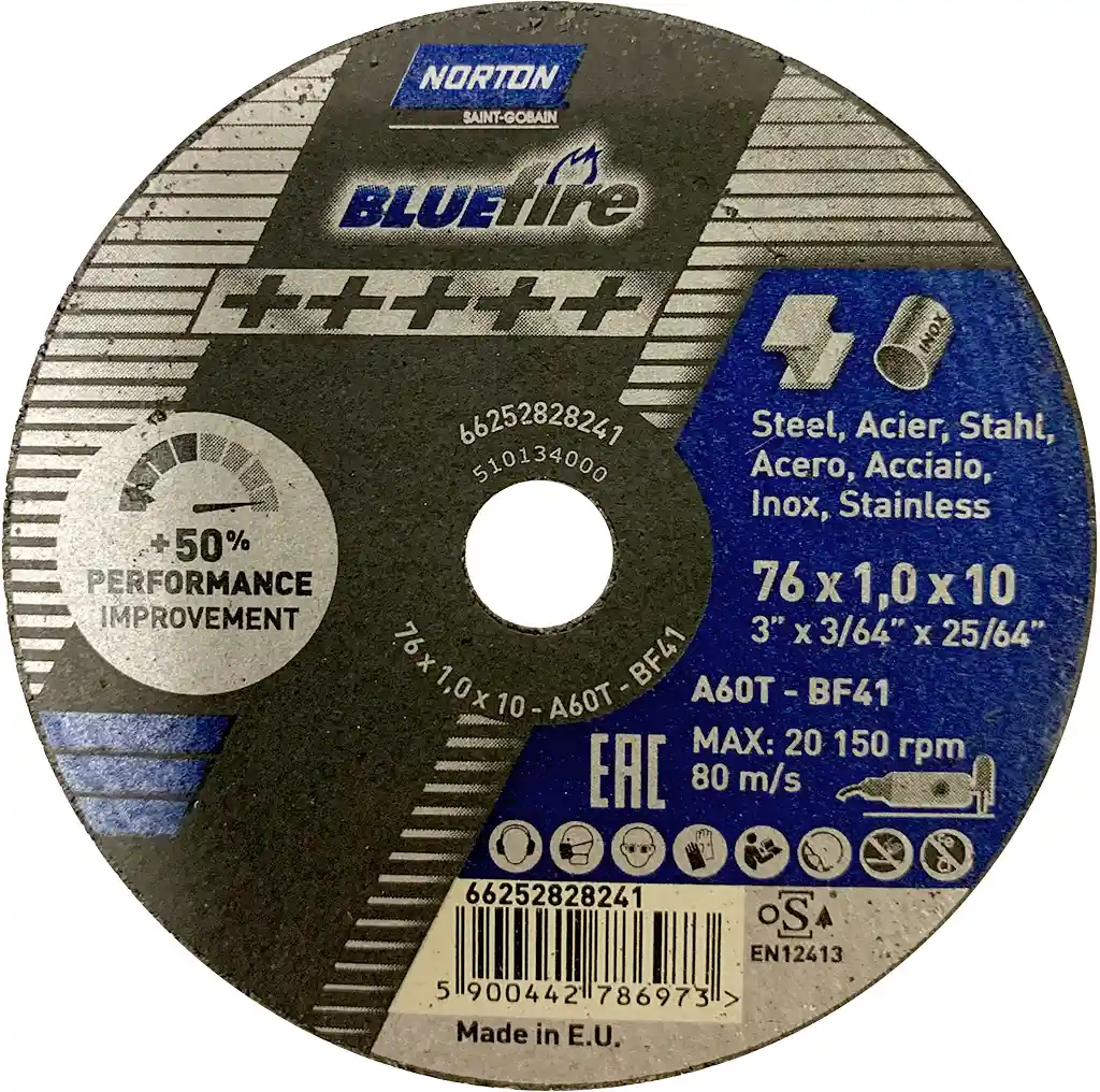 NORTON 28241 Diam 76x1.0x10 50 meules à tronçonner BLUE FIRE