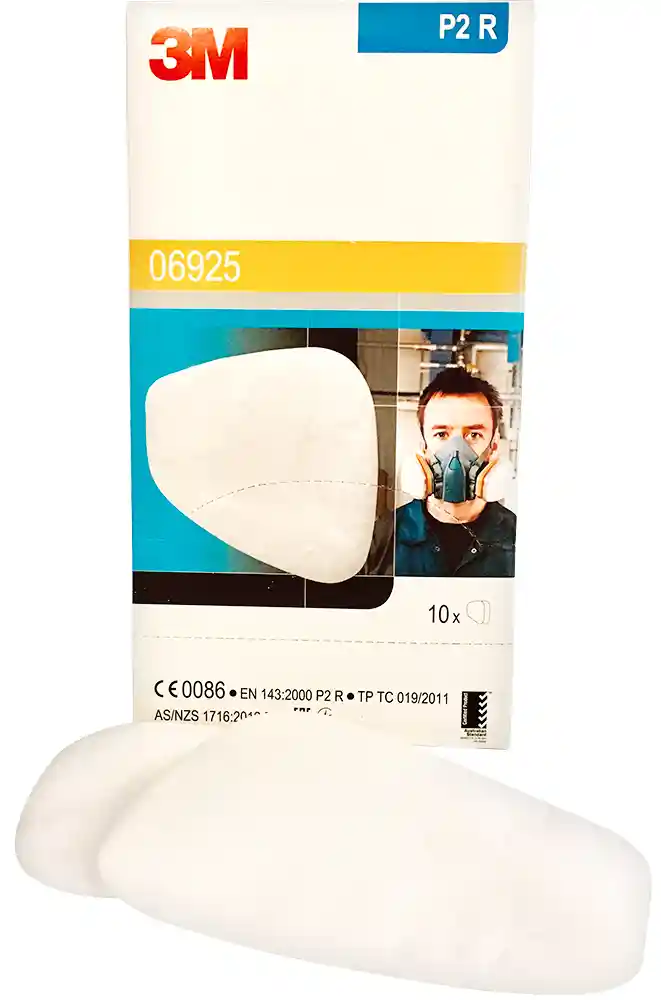 3M 06925 Recharge - 10 filtres antipoussières pour masques 06783 - classe P2R