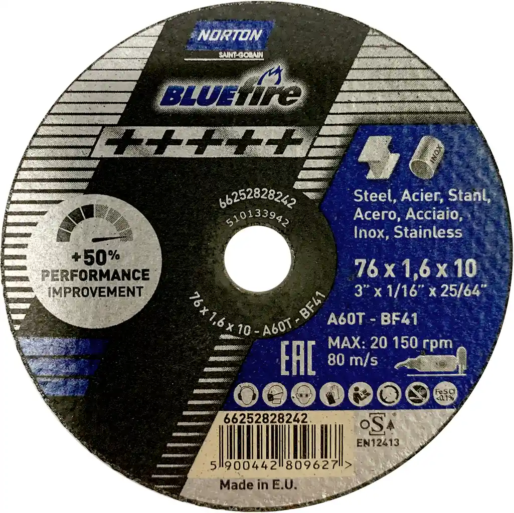 NORTON 28242 Diam 76x1.6x10 5 meules à tronçonner BLUE FIRE 