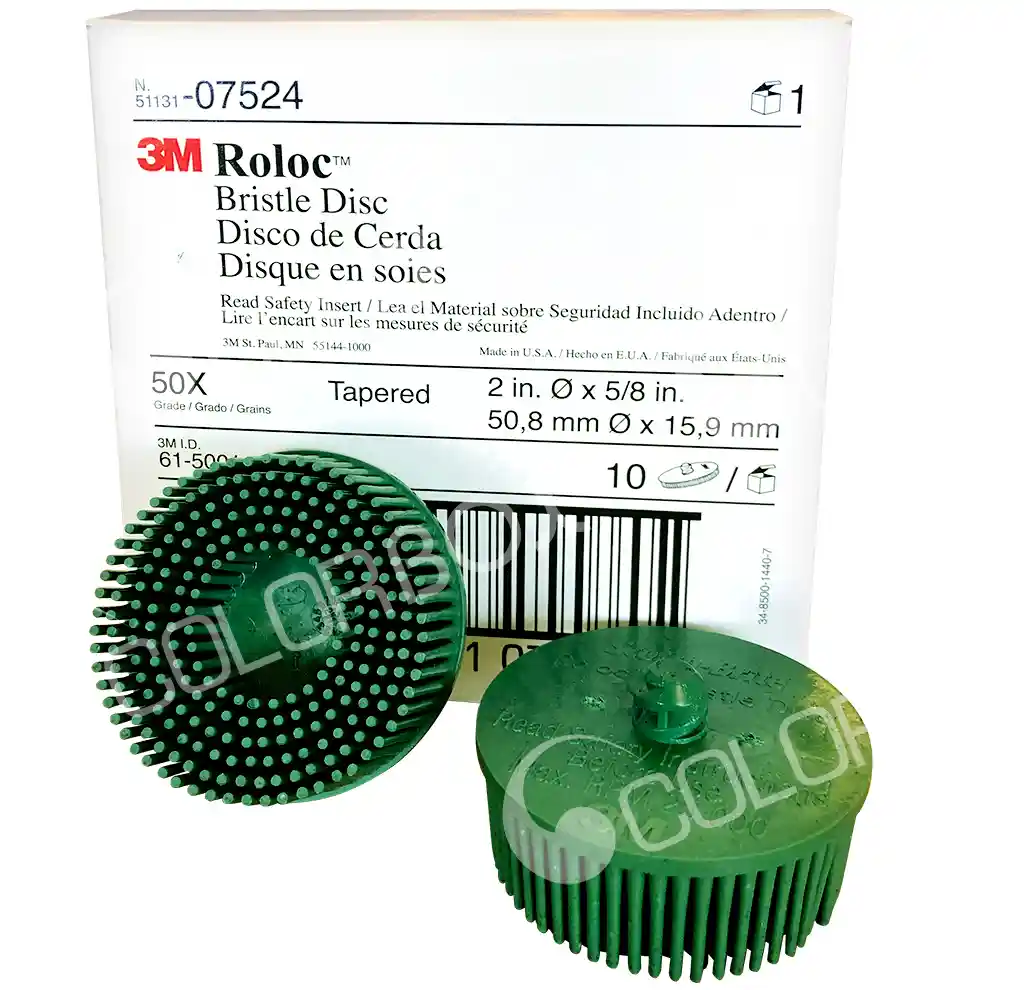 3M 07524 P50 diam 50mm 10 disques décapage verts résine Bristle RD-ZB 