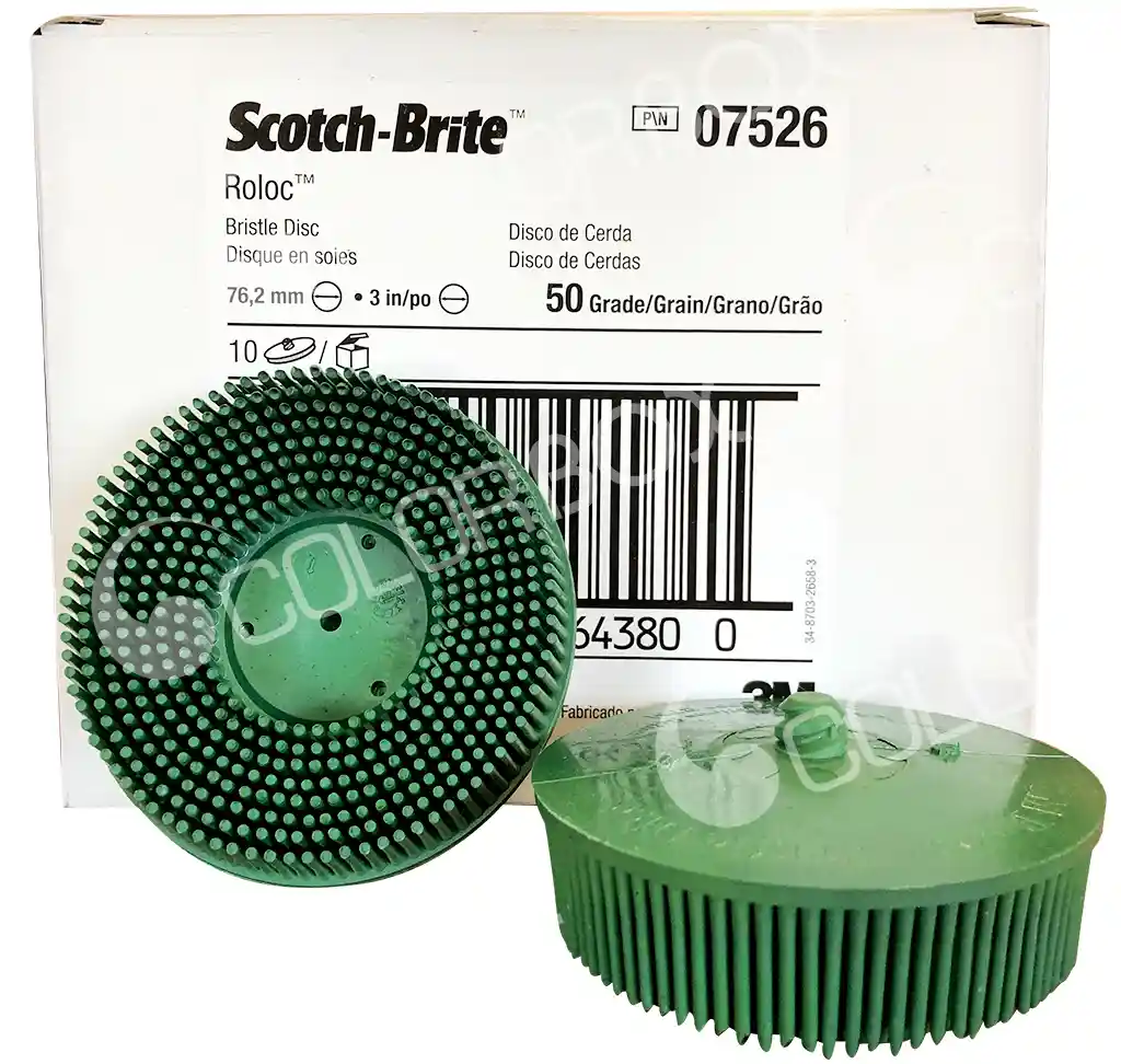 3M 07526 P50 diam 75mm 10 disques décapage verts résine Bristle RD-ZB 