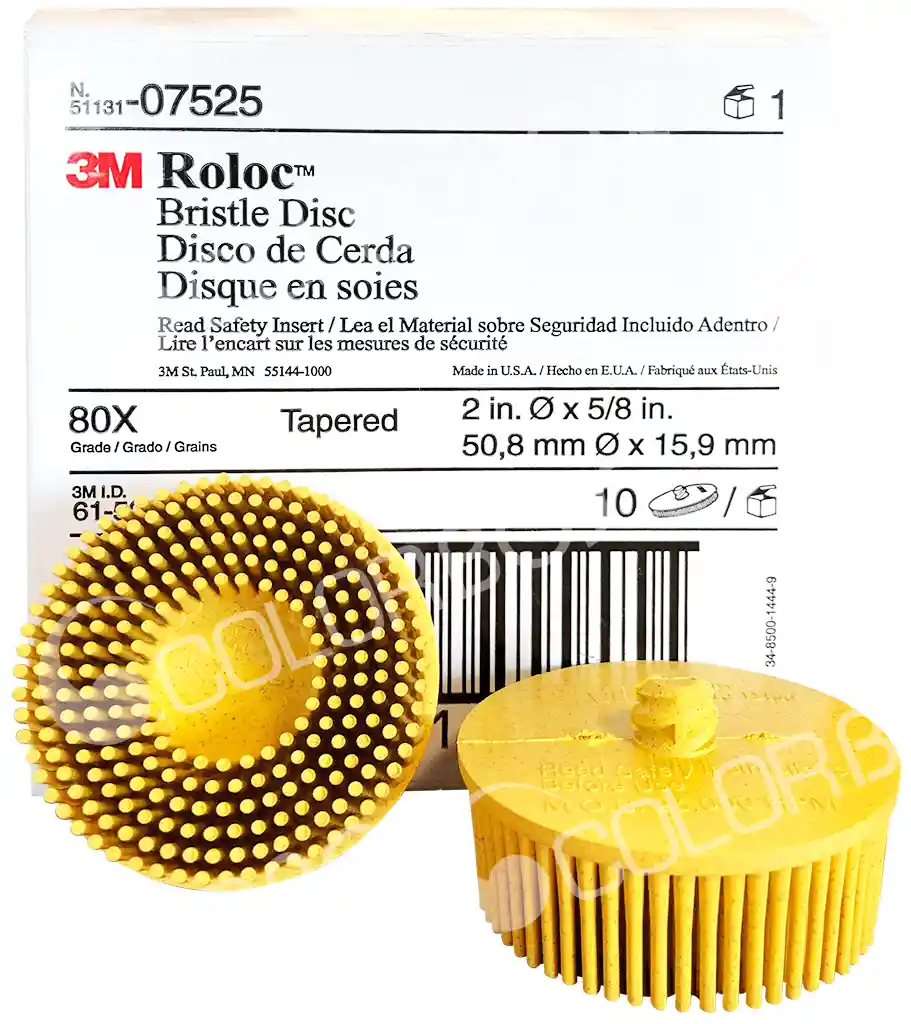 3M 07525 P80 diam 50mm 10 disques décapage jaunes résine Bristle RD-ZB 