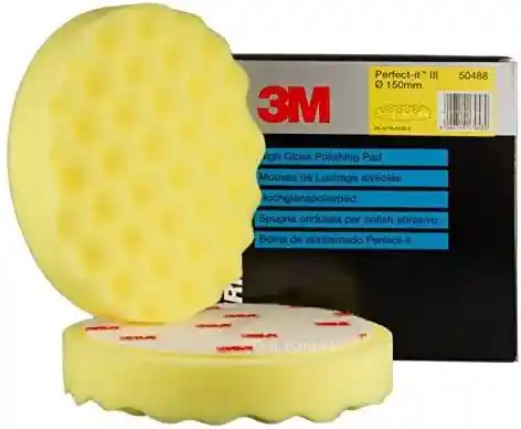3M 50488 Diam 150mm 2 mousses de lustrage alvéolées jaunes 