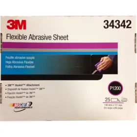 3M 34342 P1200 25 feuilles abrasives à sec flexibles 140 x 171mm Hookit violet