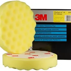 3M 50488 Diam 150mm 2 mousses de lustrage alvéolées jaunes 